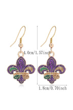 Gold Bold Shimmery Fleur De Lis Open Hook Earrings