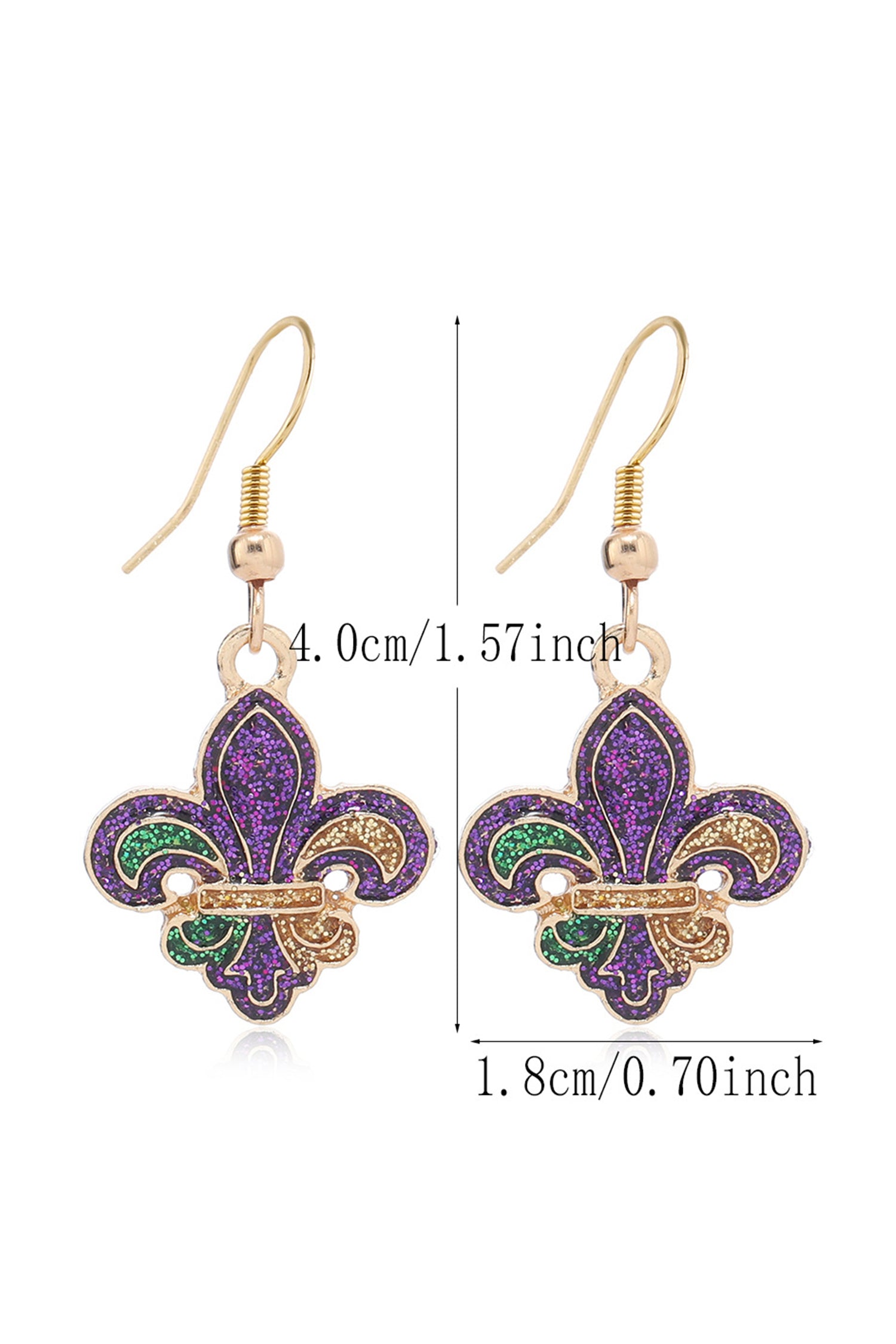 Gold Bold Shimmery Fleur De Lis Open Hook Earrings