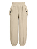 Smocked Textured Casual Pants