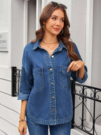 Vintage Wash Button-Down Denim Jacket