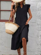 Ruffle Sleeve Tiered Midi Dress
