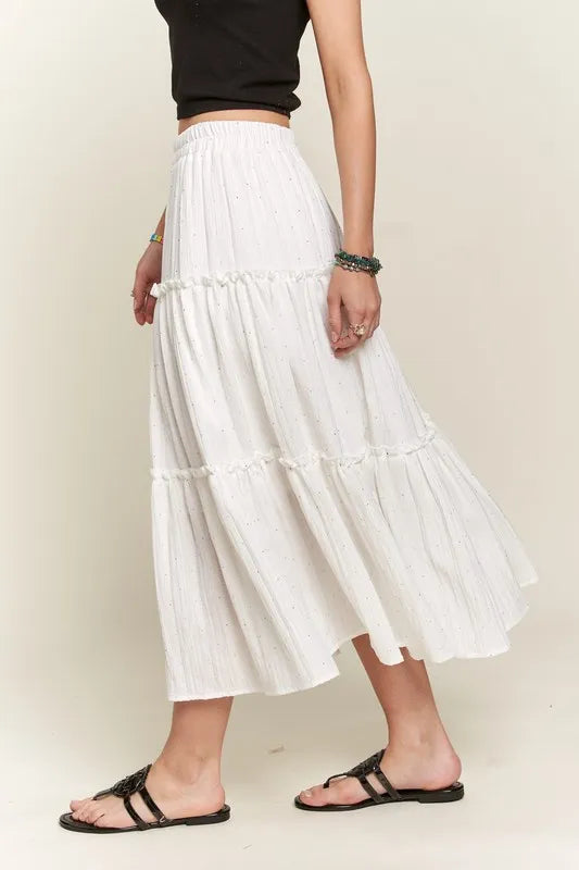 ADORA Rhinestone Accent Tiered Skirt