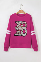 Oversized Varsity Drop Shoulder Sequined XOXO Valentine Sweatshirt