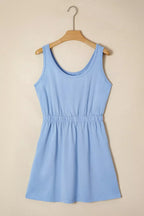 Mineral Wash Elastic Waist Tank Dress with Side Pockets