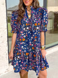 Floral Print Ruffle Hem Mini Dress