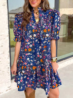 Floral Print Ruffle Hem Mini Dress