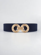 Geometric Buckle Elastic Wide Belt