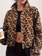Leopard Fleece Zip-Up Jacket