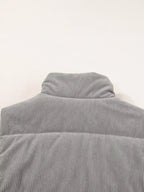 Corduroy Stand Neck Zipped Puffer Vest