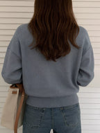 Polo Collar Dropped Shoulder Sweater