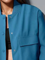 Full Size Snap Down Long Sleeve Jacket Plus Size