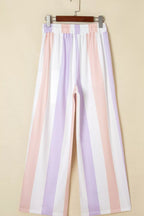 Stripe Multicolored Print Drawstring Loose Pants with Side Pockets