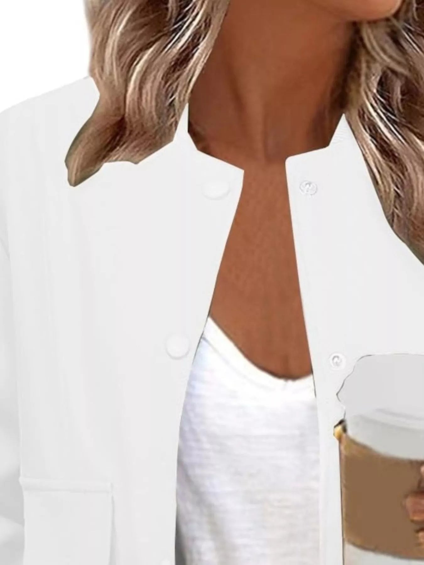 Full Size Snap Down Long Sleeve Jacket Plus Size
