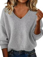 Full Size V-Neck Dropped Shoulder Sweater Plus Size