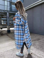 Plaid Button Up Longline Shacket