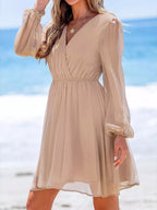 Surplice Long Sleeve Mini Dress
