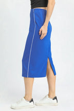 Umgee Midi Pencil Skirt with Contrast Piping Detail
