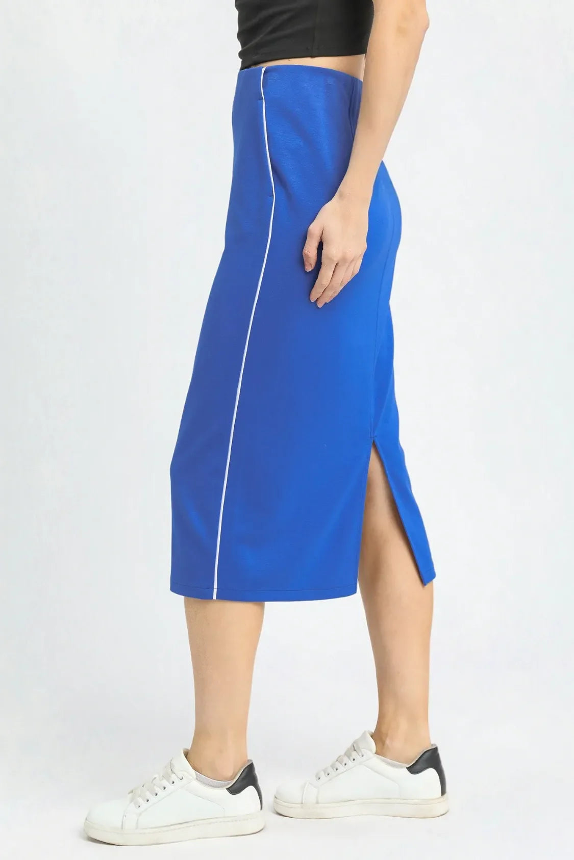 Umgee Midi Pencil Skirt with Contrast Piping Detail