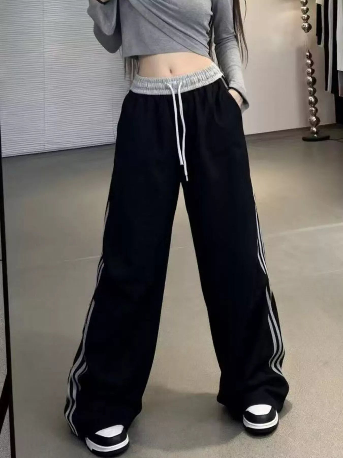 Casual Loose Fit Striped Pants