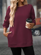 Casual Solid Color Long Sleeve Sweatshirt