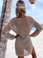 Openwork Long Sleeve Knit Cover Up