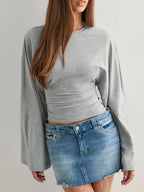 Full Size Long Sleeve Fitted T-Shirt Plus Size