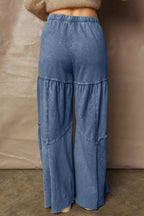 Tiered Wide Leg Washed Pants