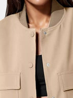 Full Size Snap Down Long Sleeve Jacket Plus Size