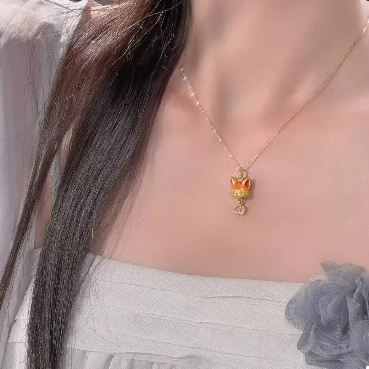 18K Gold-Plated Fox Necklace