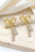 Gold Plated Alloy Pearl Rhinestone Embellished Earrings