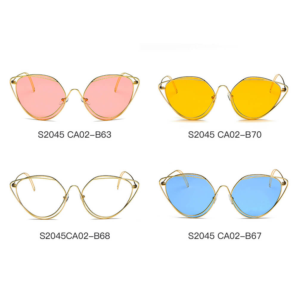 LISLE | Women Fashion Round Wire Art Cat Eye Sunglasses