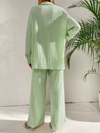 Long Sleeve Shirt & Wide Leg Pants Set