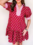 Floral Print Ruffle Hem Mini Dress