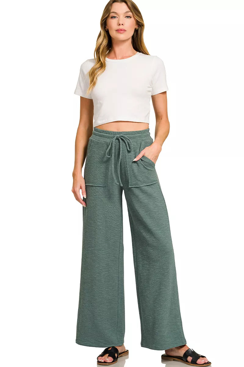 Zenana Cotton Slub Short Sleeve Tee and Pants Set