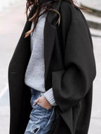 Full Size Wool Blend Longline Overcoat Plus Size