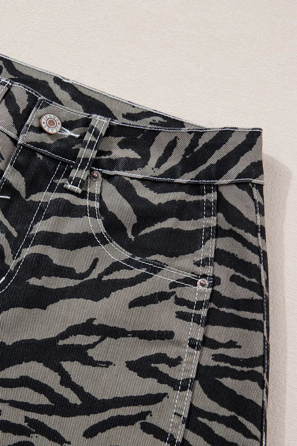 Zebra Stripe Printed Wide Leg Jeans