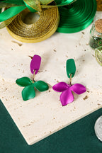 Green St Patrick Day Asymmetric Flower Studded Earrings