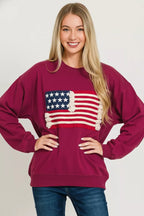 Zenana French Terry American Flag Pullover