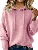 Drawstring Long Sleeve Hooded Sweater