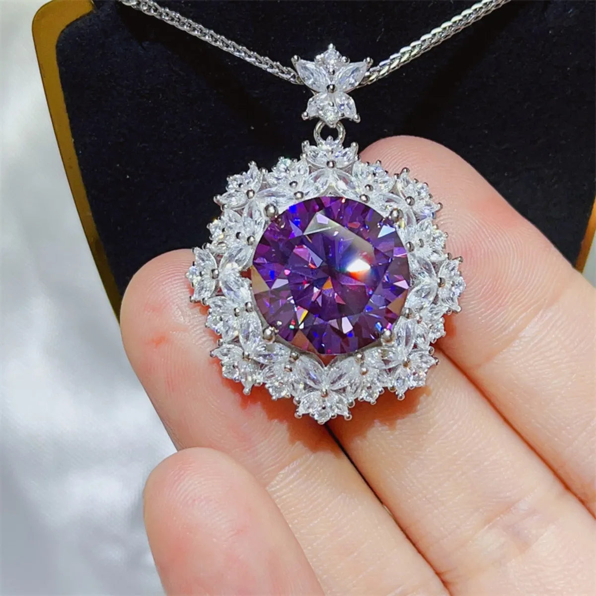 10 Carat Moissanite 925 Sterling Silver Necklace