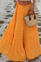 Bohemian Tiered Maxi Skirt with Drawstring Waist