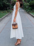 Square Neck Wide Strap A-Line Dress