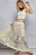 POL Crochet Floral Flared Skirt with Elastic Waist Band