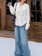 Lace Tie Button Up Cardigan