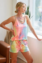 BiBi Tie Dye French Terry Casual Shorts