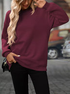 Casual Solid Color Long Sleeve Sweatshirt
