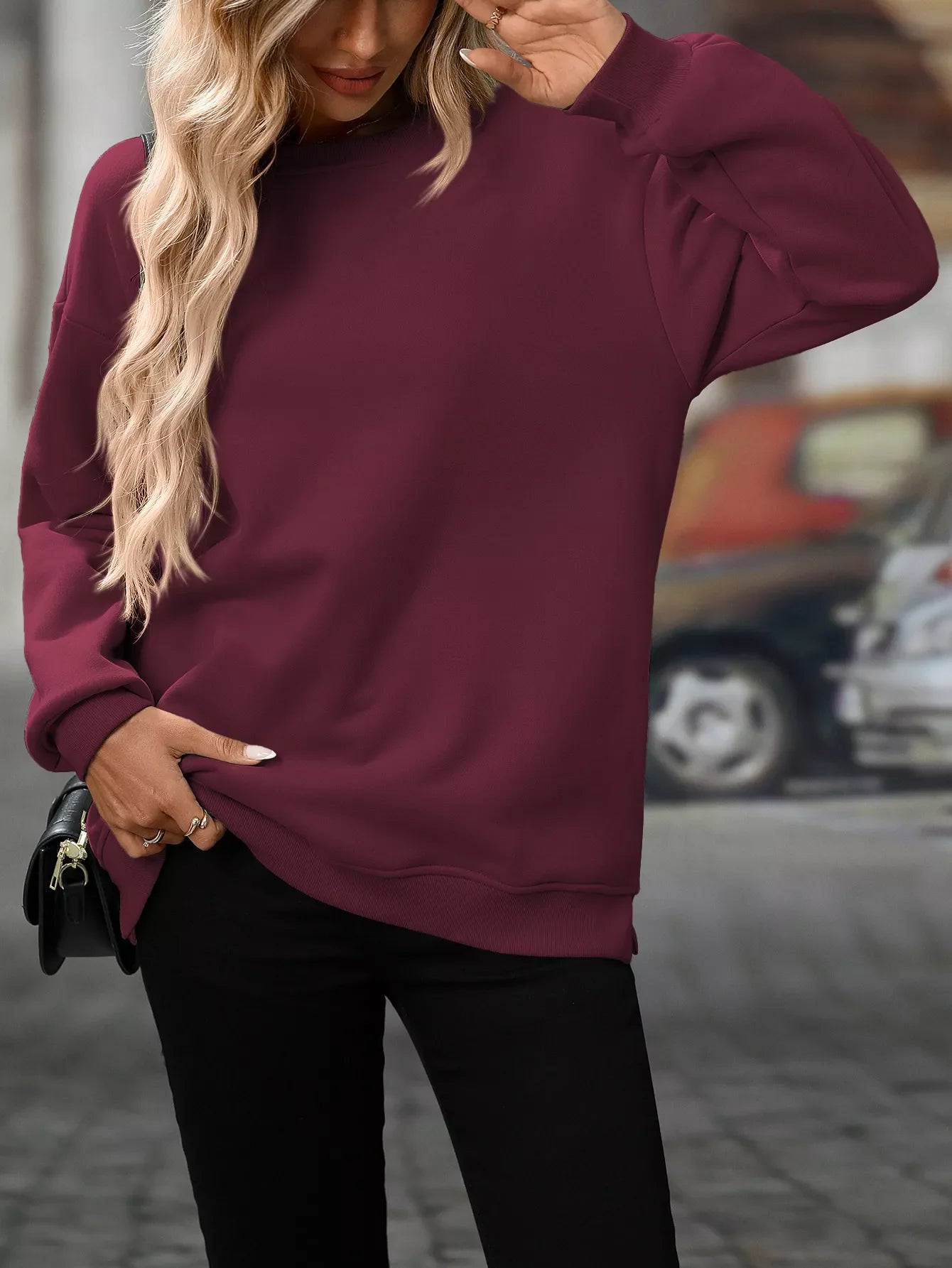 Casual Solid Color Long Sleeve Sweatshirt