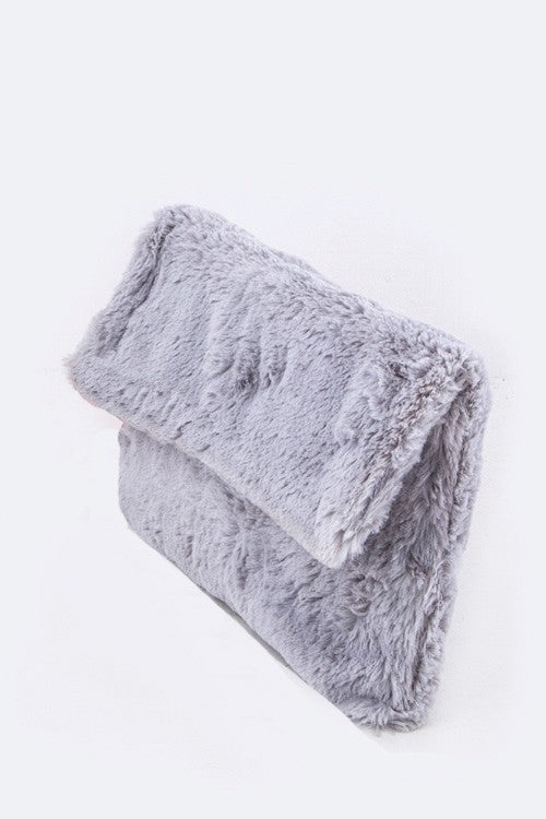 PomPom Plush Soft Clutch Bag