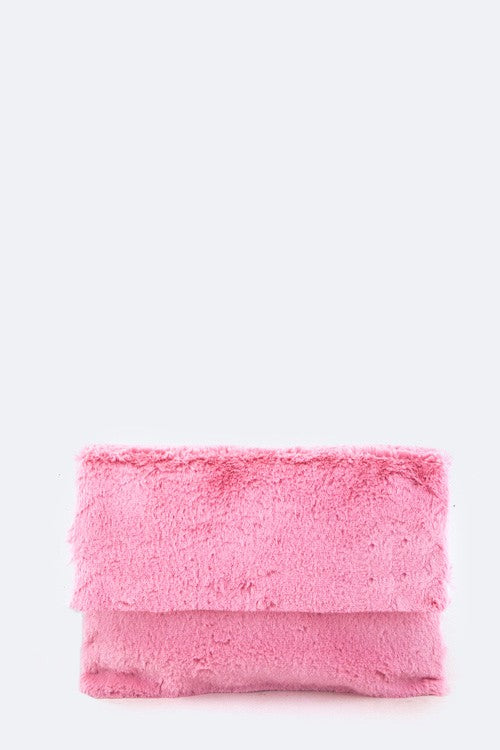 PomPom Plush Soft Clutch Bag