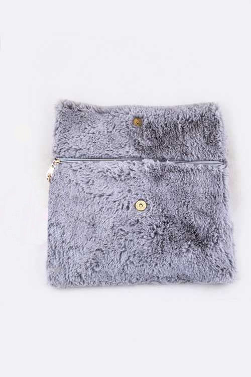 PomPom Plush Soft Clutch Bag